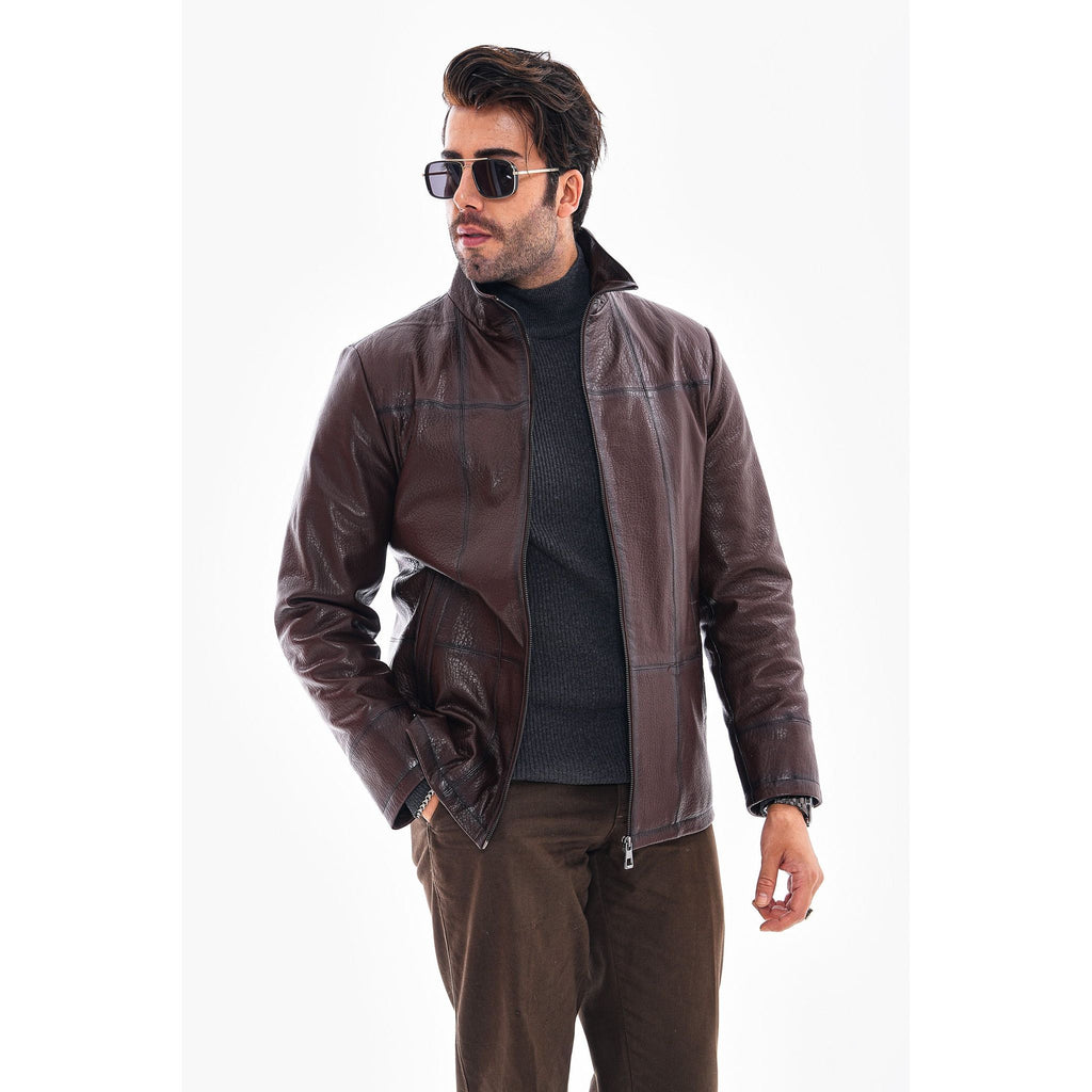 Vinci The Nero Coffee Brown Leather Men Jacket