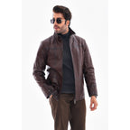 Vinci The Nero Coffee Brown Leather Men Jacket