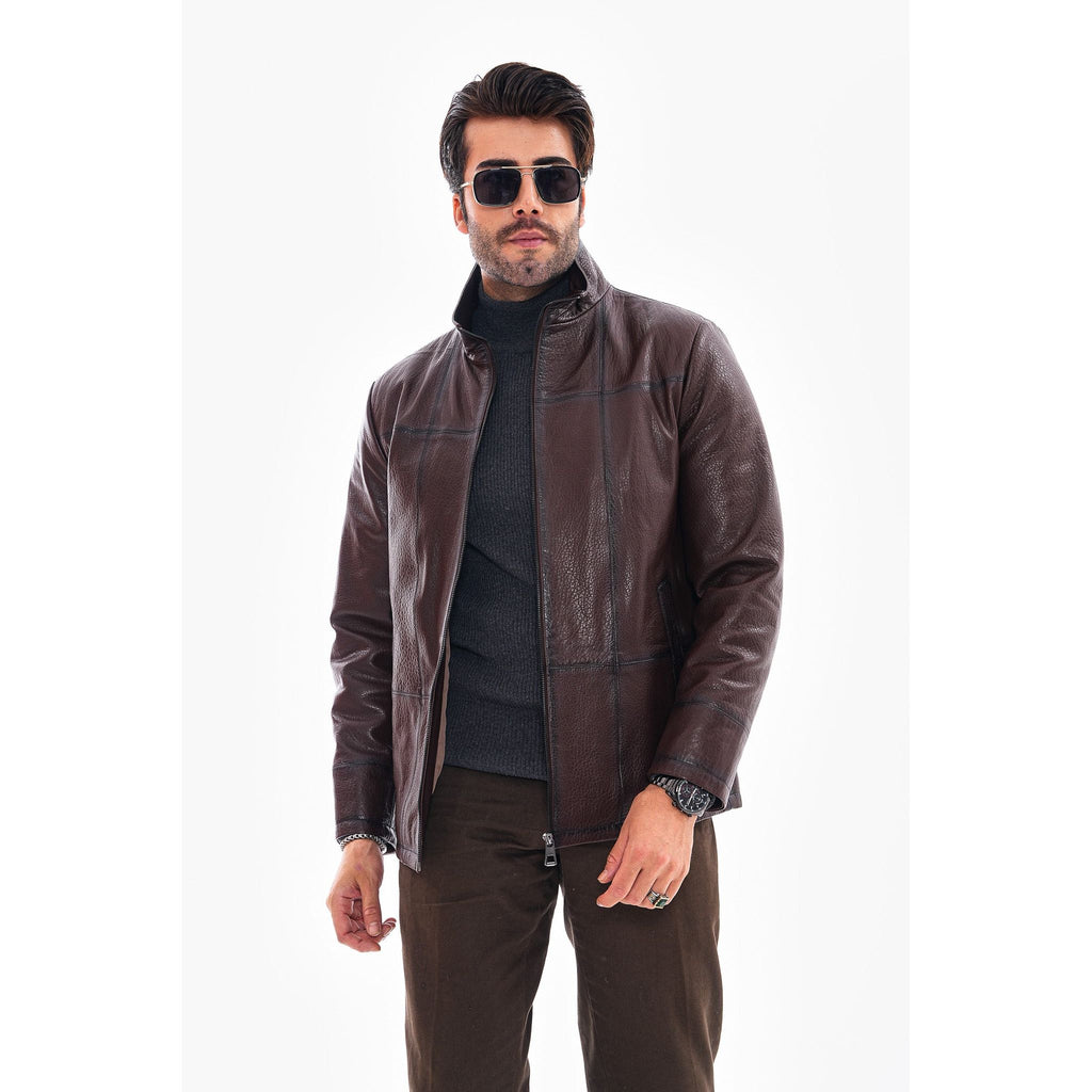 Vinci The Nero Coffee Brown Leather Men Jacket
