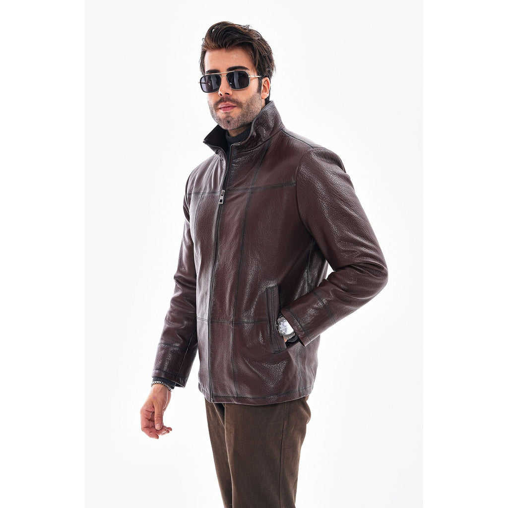 Vinci The Nero Coffee Brown Leather Men Jacket