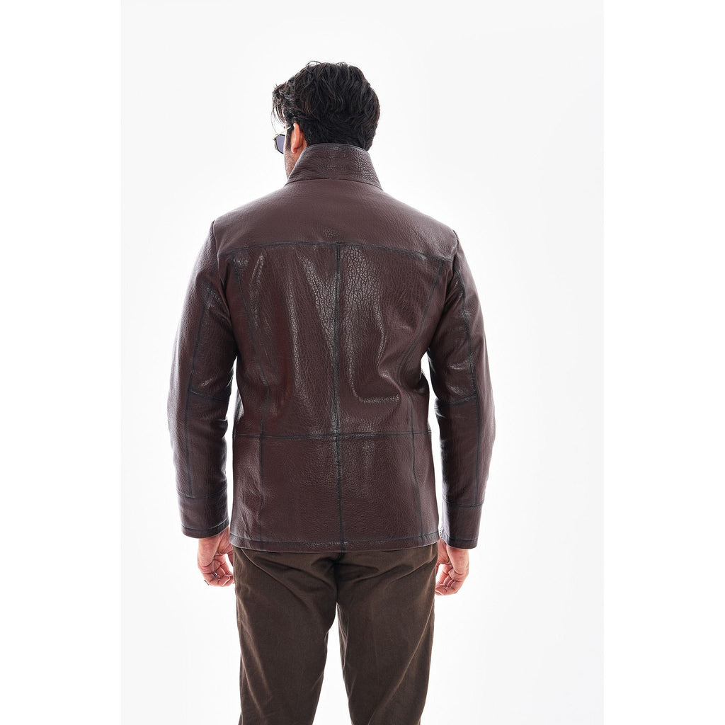 Vinci The Nero Coffee Brown Leather Men Jacket