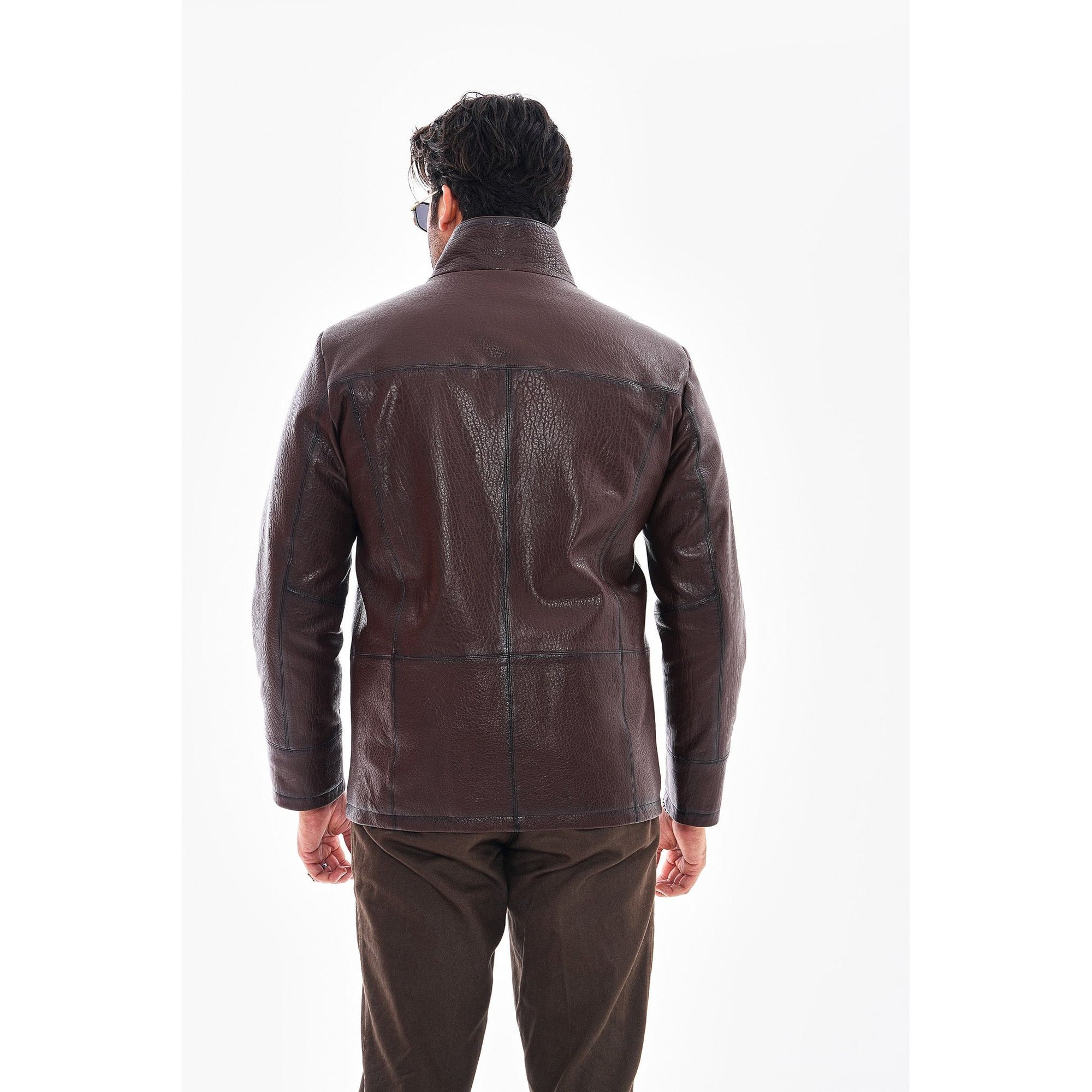 Vinci The Nero Coffee Brown Leather Men Jacket