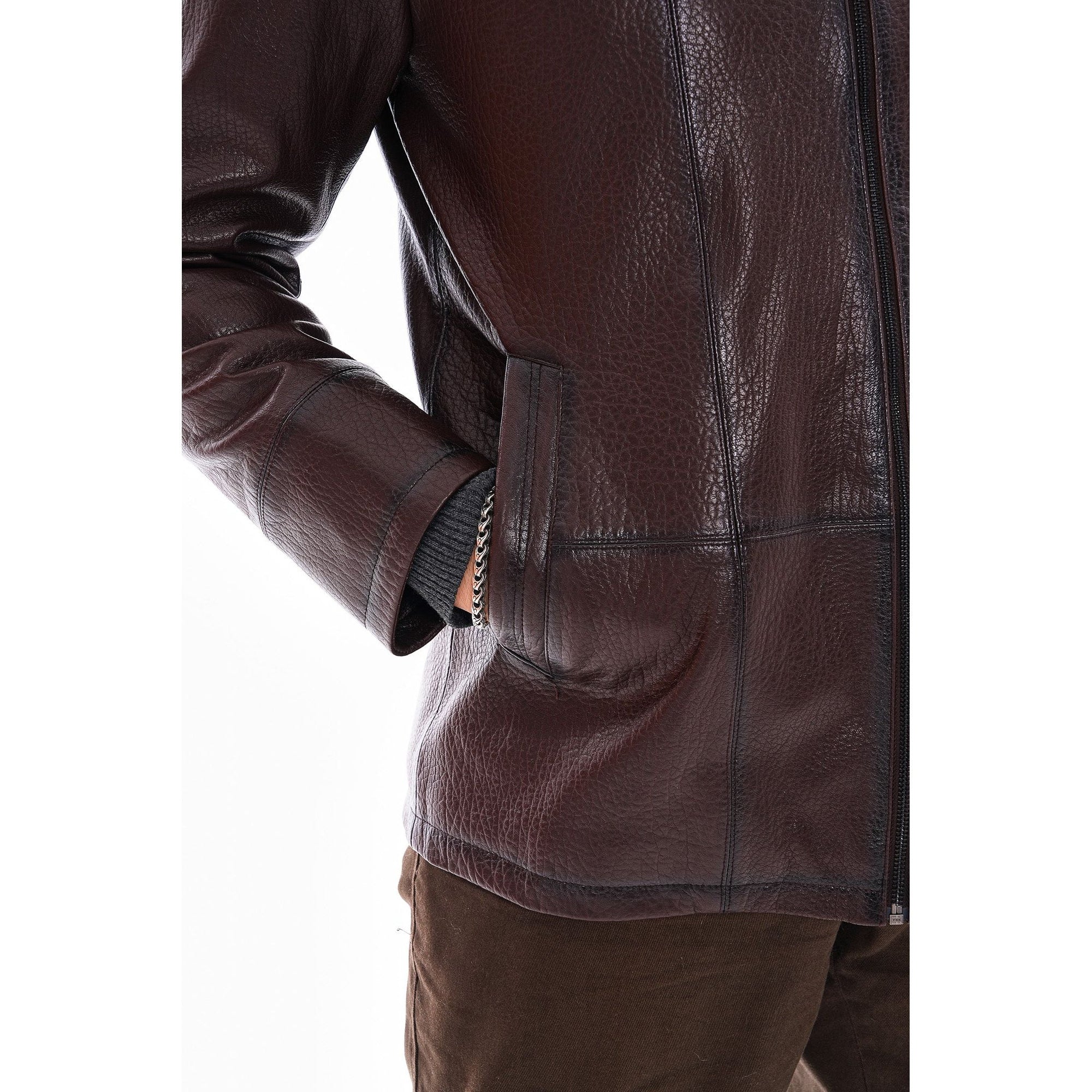Vinci The Nero Coffee Brown Leather Men Jacket