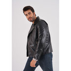 The Volt Black Leather Biker Men Jacket