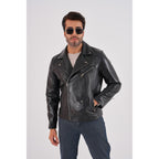 The Volt Black Leather Biker Men Jacket