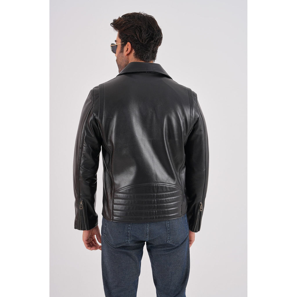 The Volt Black Leather Biker Men Jacket