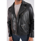 The Volt Black Leather Biker Men Jacket