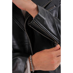 The Volt Black Leather Biker Men Jacket