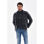 The Volt Textured Black Leather Men Jacket