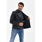 The Volt Textured Black Leather Men Jacket