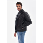 The Volt Textured Black Leather Men Jacket