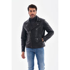 The Volt Textured Black Leather Men Jacket