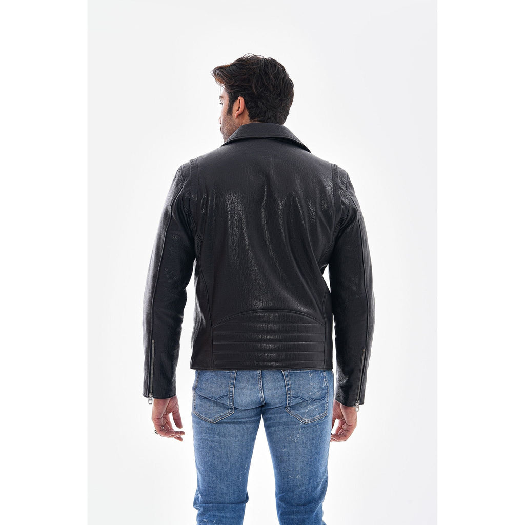 The Volt Textured Black Leather Men Jacket