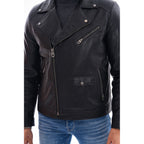 The Volt Textured Black Leather Men Jacket