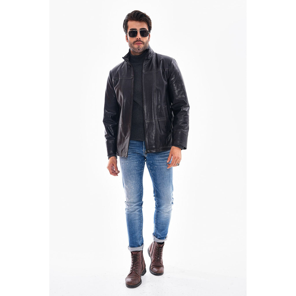 Vinci The Nero Black Leather Men Jacket