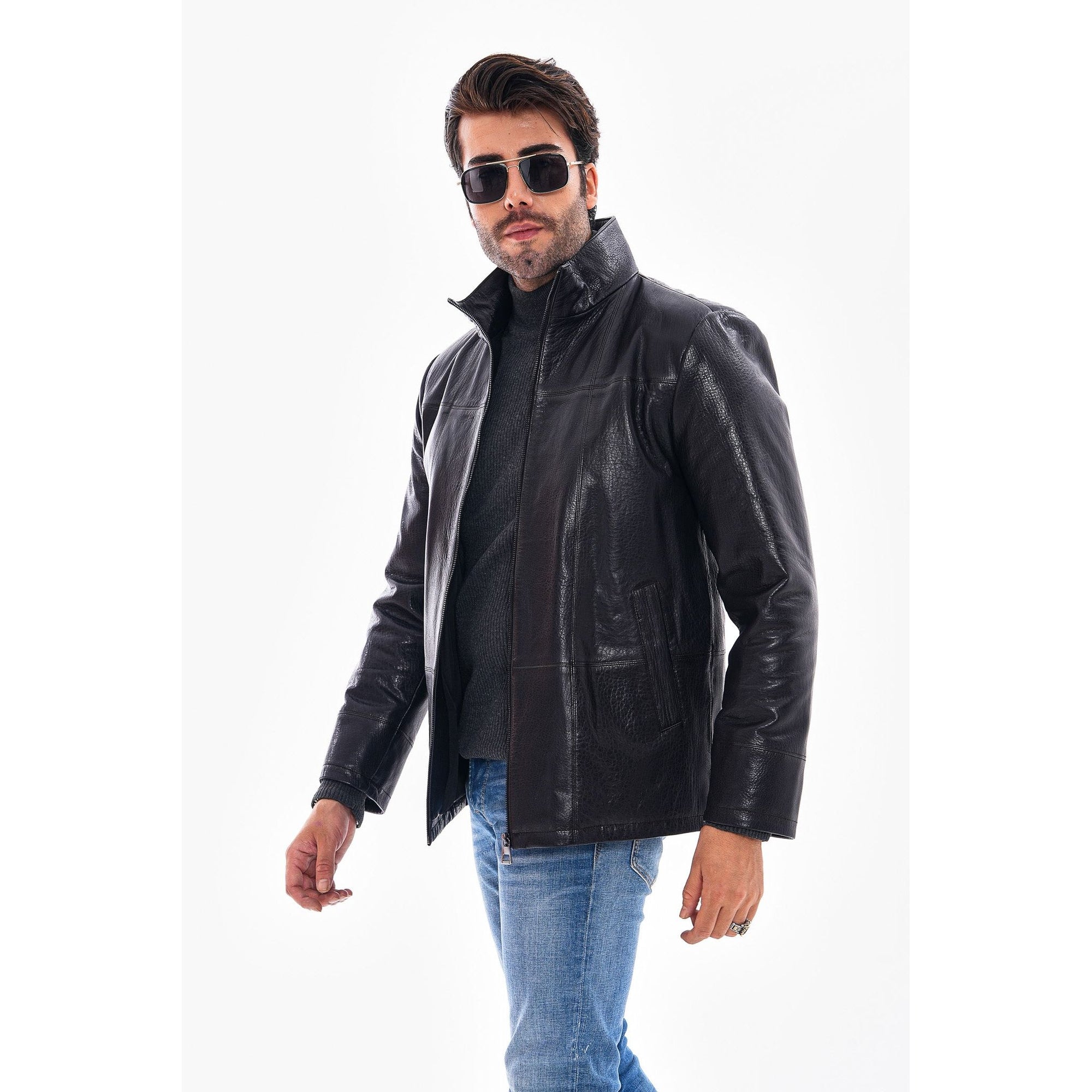 Vinci The Nero Black Leather Men Jacket