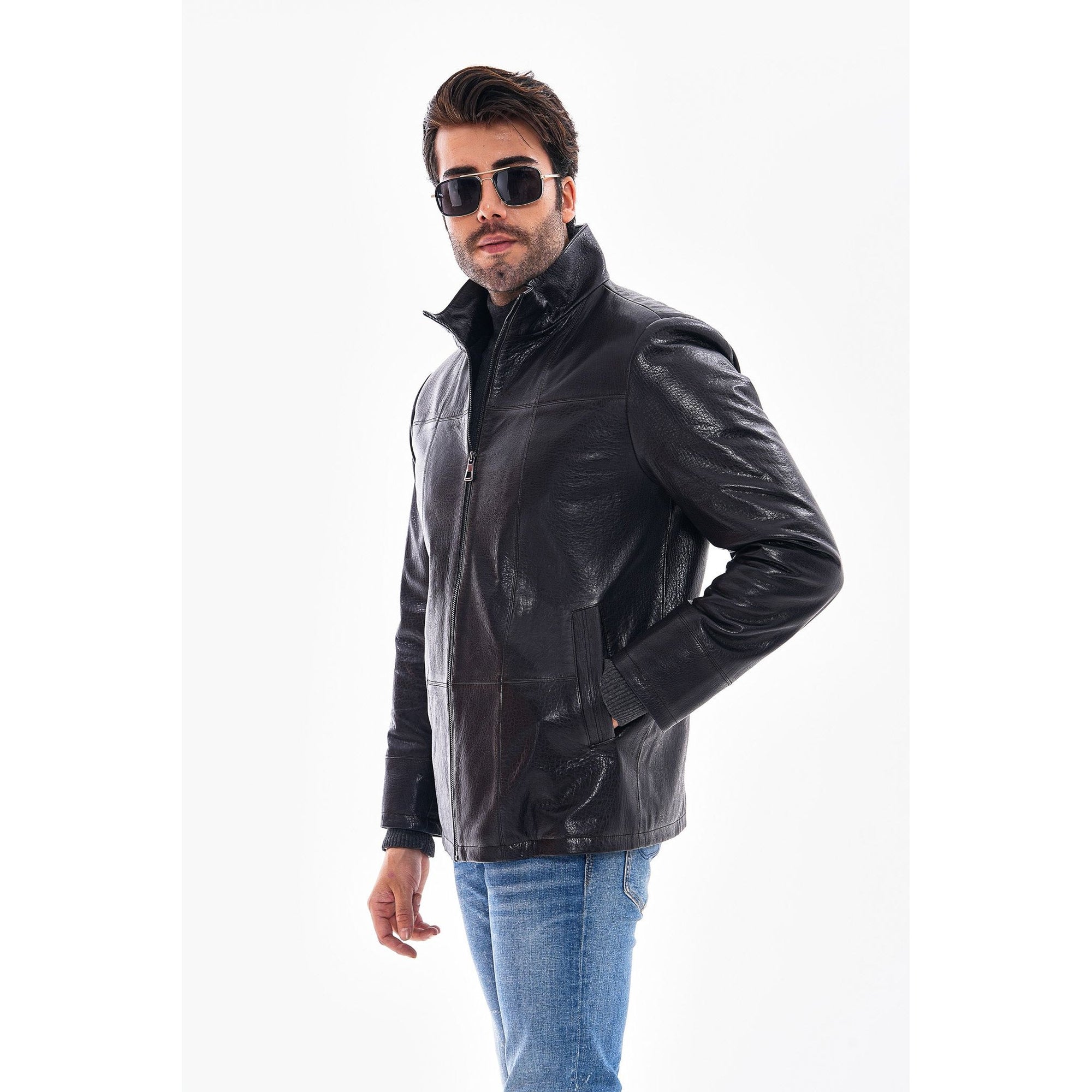 Vinci The Nero Black Leather Men Jacket