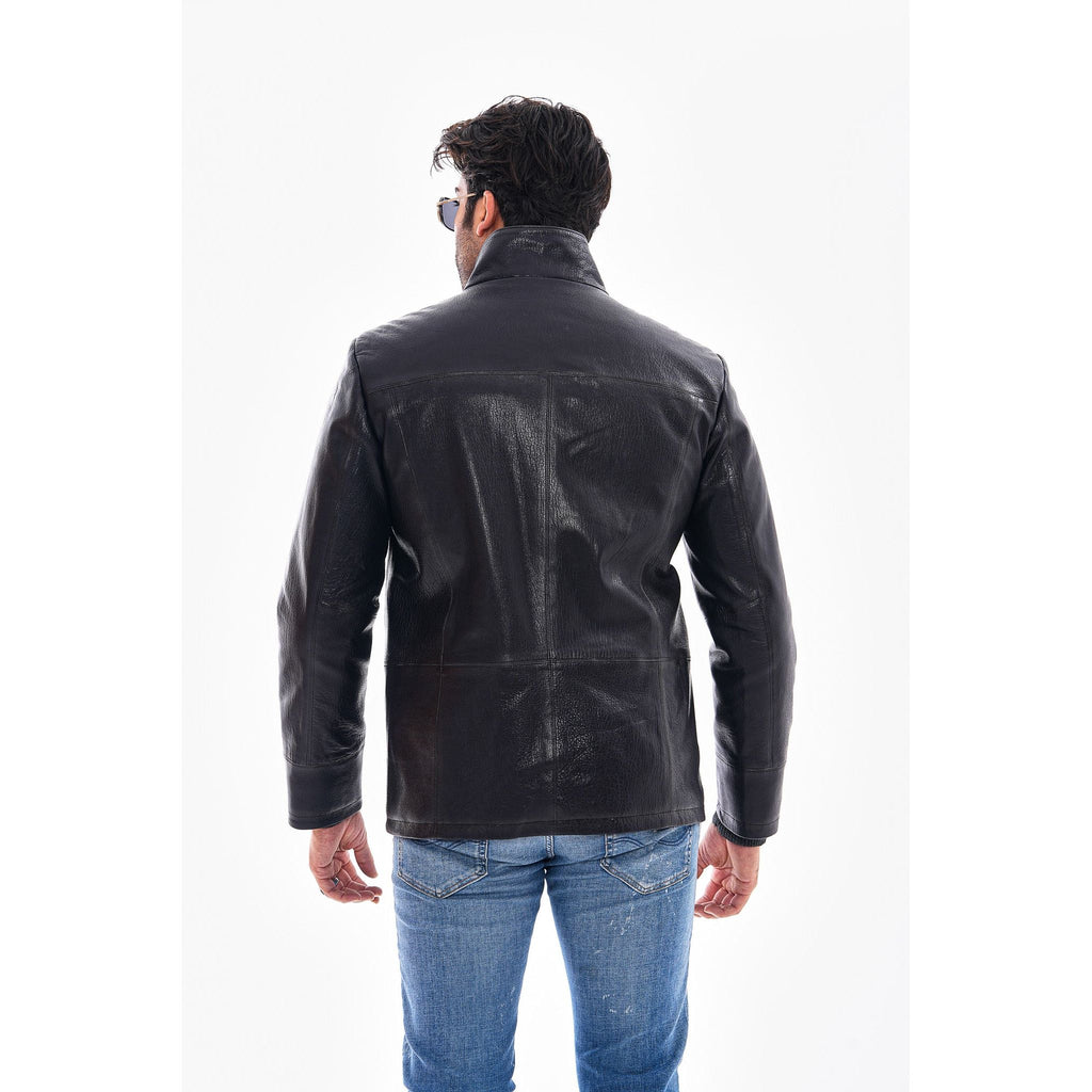 Vinci The Nero Black Leather Men Jacket
