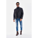 Vinci The Varden Navy Blue Leather Men Jacket