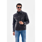 Vinci The Varden Navy Blue Leather Men Jacket