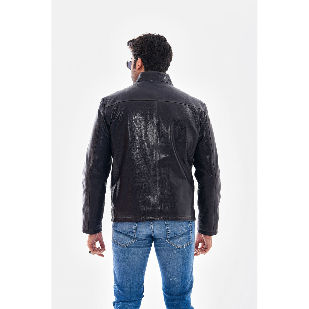 Vinci The Varden Navy Blue Leather Men Jacket