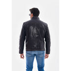Vinci The Varden Navy Blue Leather Men Jacket