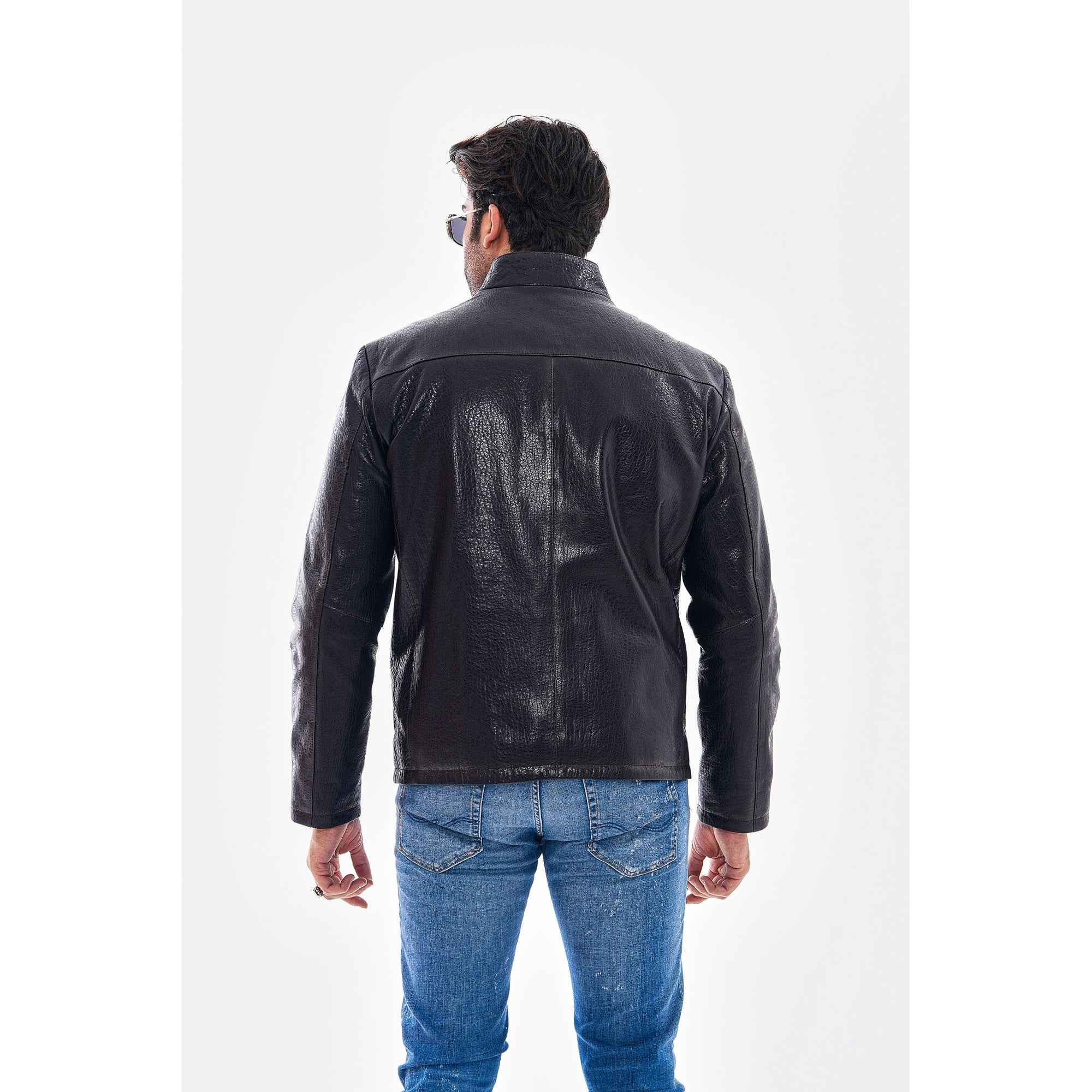 Vinci The Varden Navy Blue Leather Men Jacket