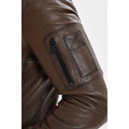 The Veneto Khaki Leather Hooded Men Jacket