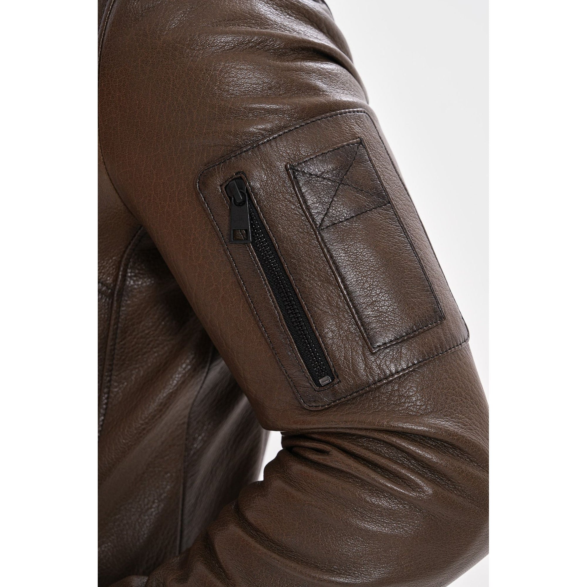 The Veneto Khaki Leather Hooded Men Jacket