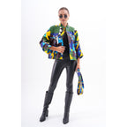 The Odessa Geometric Art Leather Women Jacket