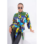 The Odessa Geometric Art Leather Women Jacket