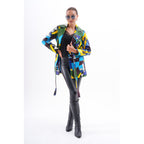 Sienna Abstract Art Leather Women Jacket – Blue Green Edition