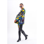 Sienna Abstract Art Leather Women Jacket – Blue Green Edition