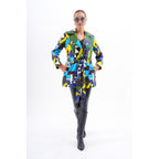 Sienna Abstract Art Leather Women Jacket – Blue Green Edition
