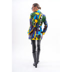 Sienna Abstract Art Leather Women Jacket – Blue Green Edition