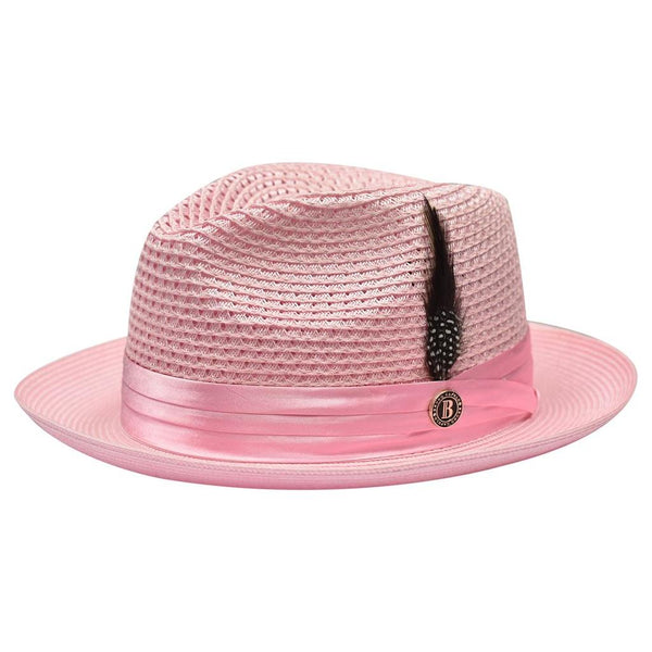 Men's Summer Spring Braid Straw style Hat by BRUNO CAPELO JULIAN JU902 Pink