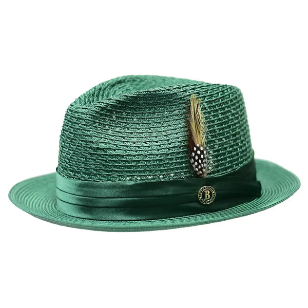 Men's Summer Spring Braid Straw style Hat by BRUNO CAPELO JULIAN JU905 Emerald