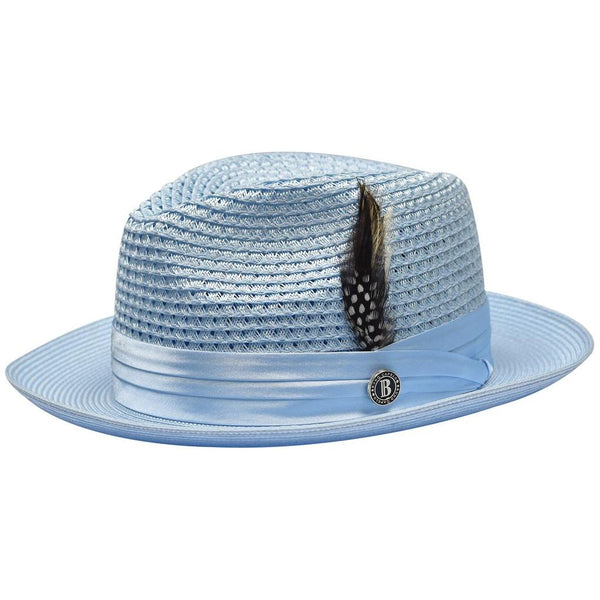 Men's Summer Spring Braid Straw style Hat by BRUNO CAPELO JULIAN JU910 Lt Blue