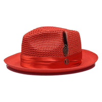Men's Summer Spring Braid Straw style Hat by BRUNO CAPELO JULIAN JU917 Red