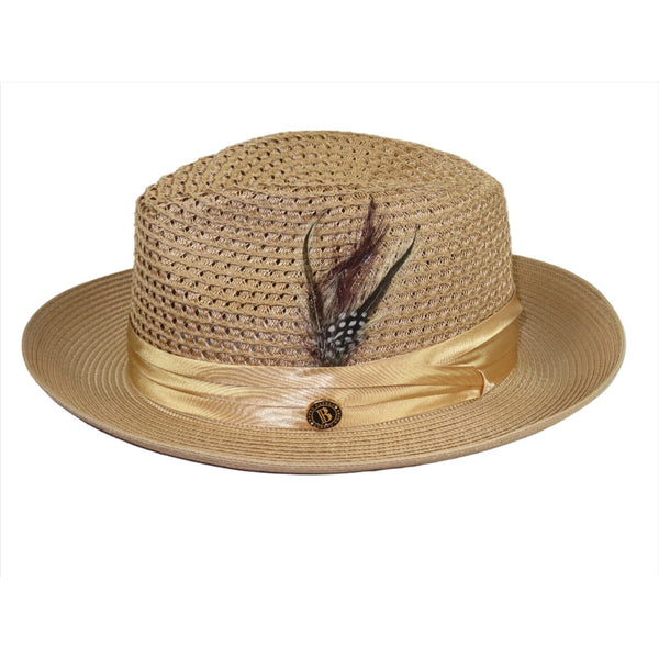Men's Summer Spring Braid Straw style Hat by BRUNO CAPELO JULIAN JU904 Camel