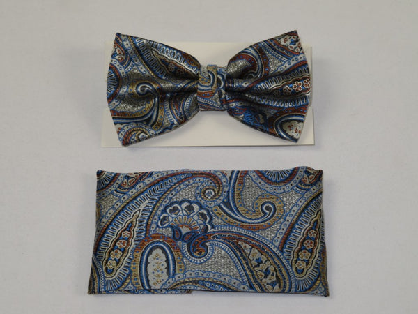 Men's Fancy Bow Tie/Hankie Set By J.Valintin Soft Microfiber Silky JVBT-21