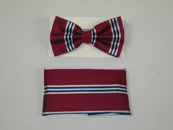 Men's Fancy Bow Tie/Hankie Set By J.Valintin Soft Microfiber Silky JVBT-24
