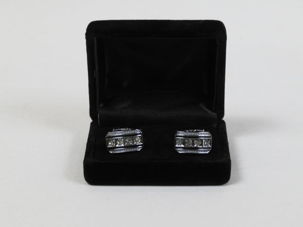 Men's Fashion Cufflinks By J.Valintin Silver/Gold Plated and Stones JVC-3