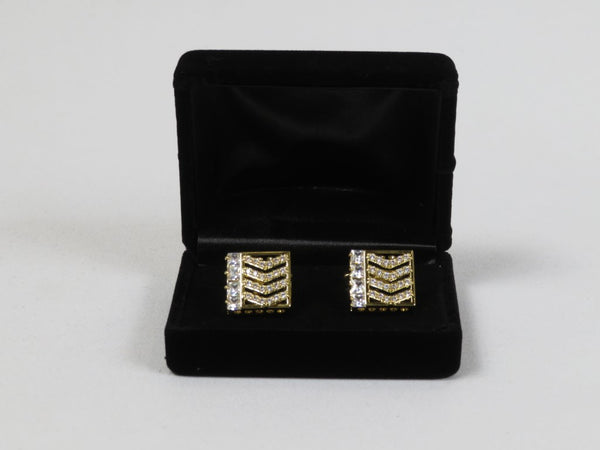 Men's Fashion Cufflinks By J.Valintin Silver/Gold Plated With Crystals JVC-8