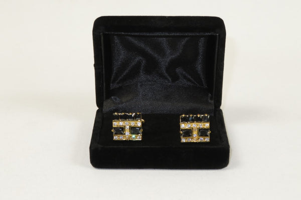 Men's Fashion Cufflinks By J.Valintin Silver/Gold Plated With Crystals JVC-9