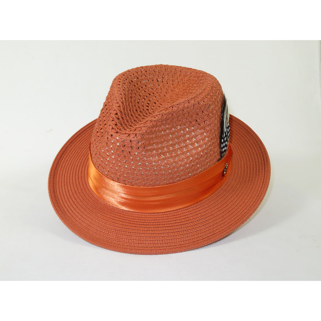 Men's Braided Straw Hat BRUNO CAPELO JULIAN JU930 Burnt Orange