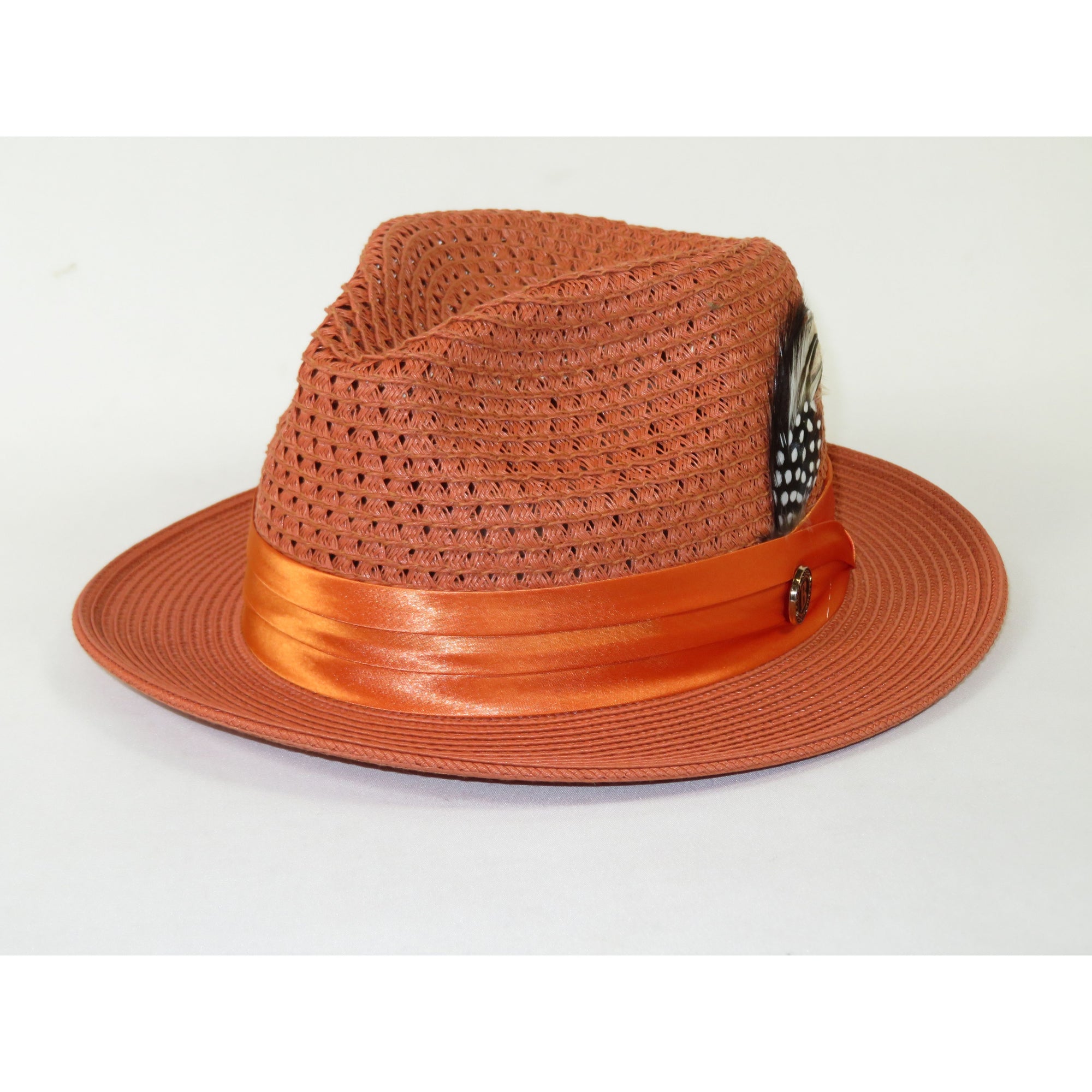 Men's Braided Straw Hat BRUNO CAPELO JULIAN JU930 Burnt Orange