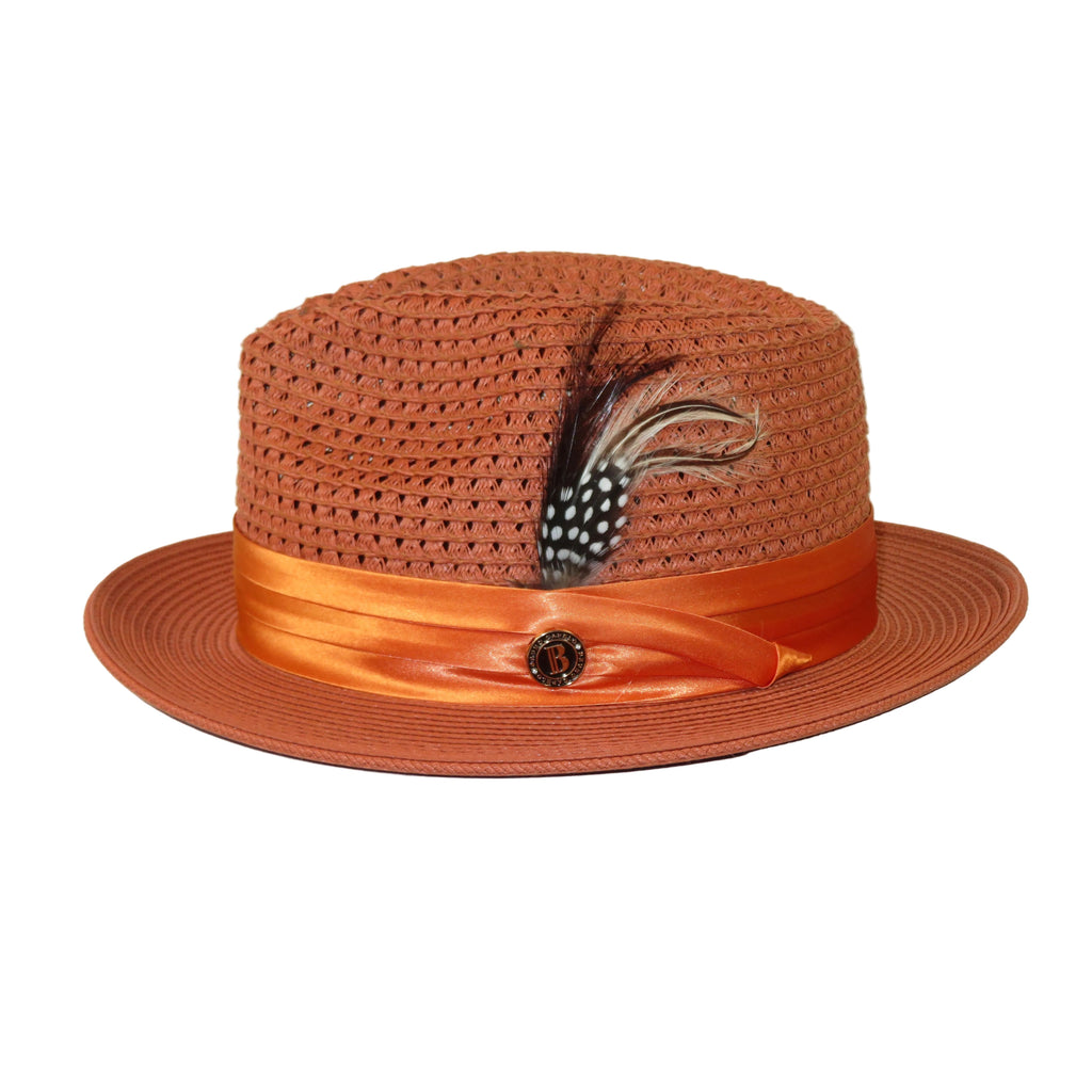 Men's Braided Straw Hat BRUNO CAPELO JULIAN JU930 Burnt Orange