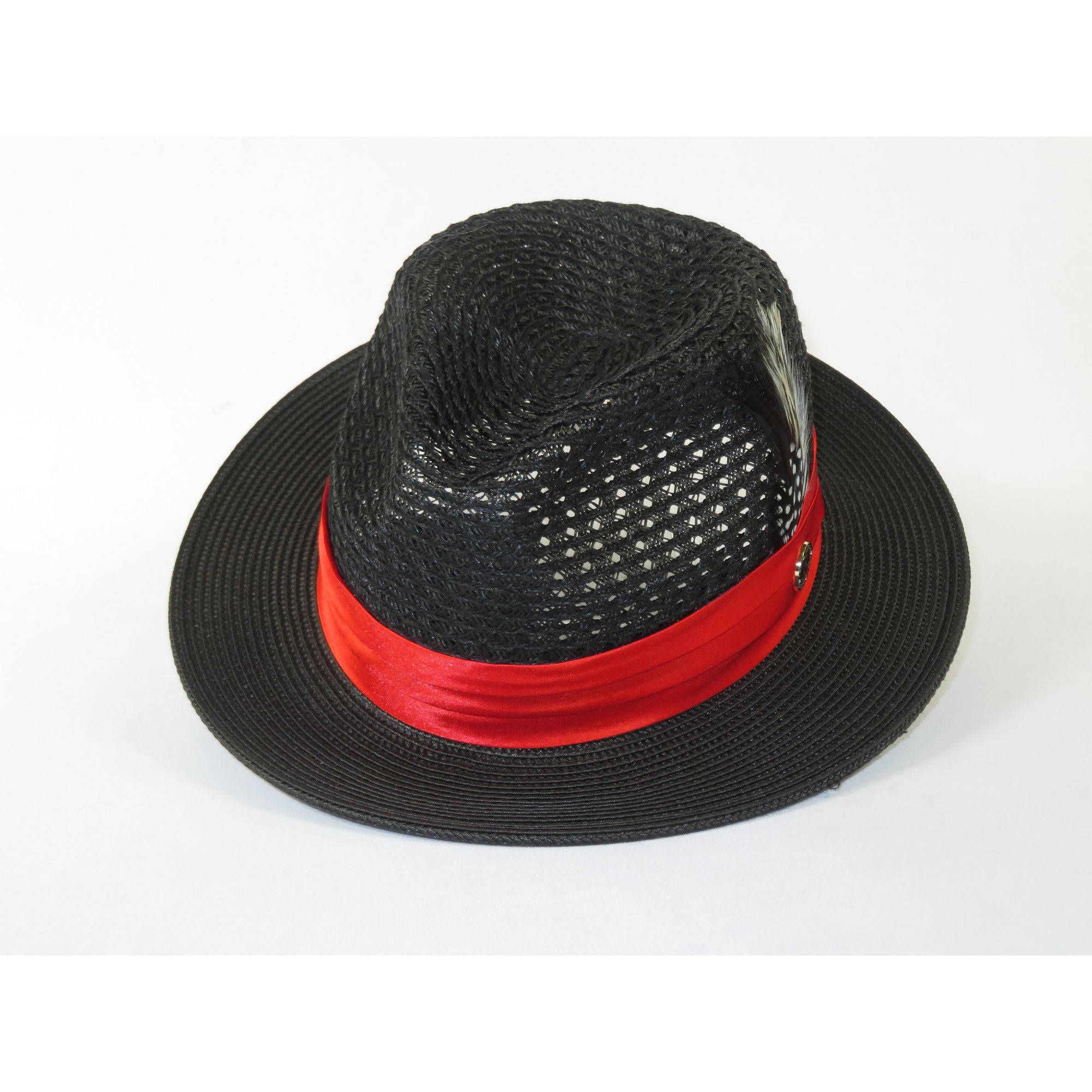Men's Braided Straw Hat BRUNO CAPELO JULIAN JU932 Black/Red