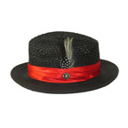 Men's Braided Straw Hat BRUNO CAPELO JULIAN JU932 Black/Red